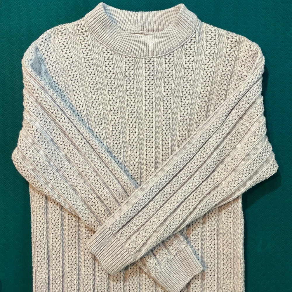 Classic Vintage Cozy Ailen Women Textured Knit Mock Neck Sweater Lavendar Size M